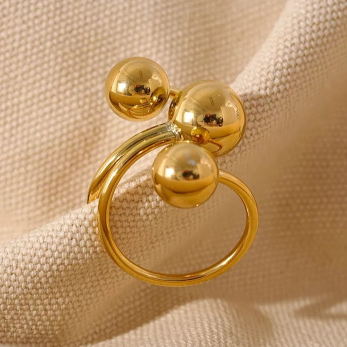 Stainless Steel Bubble Adjustable Ring - 18 Carat Gold Plated, Water Resistant | Spin, Twist & Bubble with our Adjustable Spinner Ring | Perfect as a Bubble Ring Pandora Alternative with Adjustable Rubber Bungs