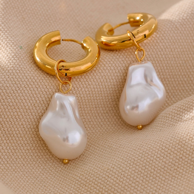 Irregular Natural Fresh Water Drop Earrings