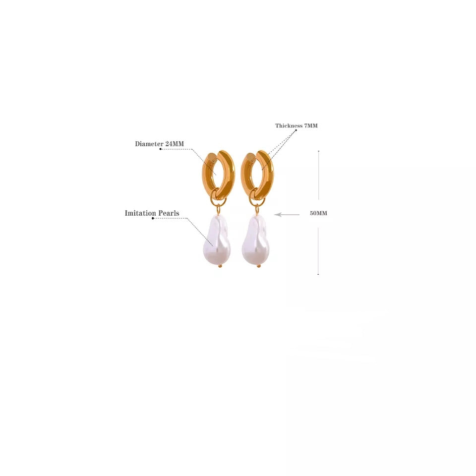 Irregular Natural Fresh Water Drop Earrings