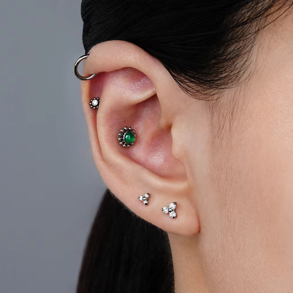 Trinity Threaded Stud Earring