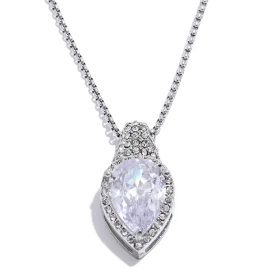 Sparkling Cubic Zirconia Long Pendant Necklace