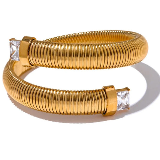 Flexible Snake Crystal Open Bangle