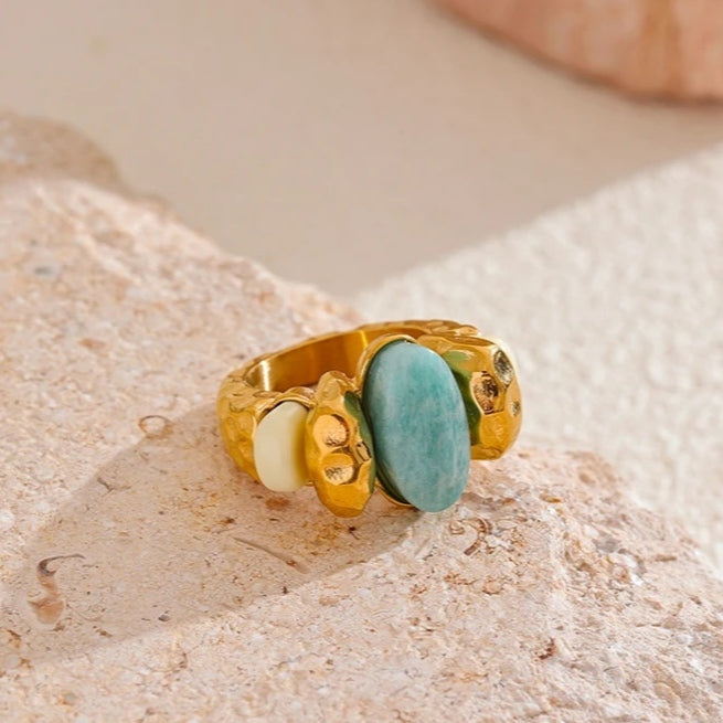 Natural Amazon Stone Chunky Ring