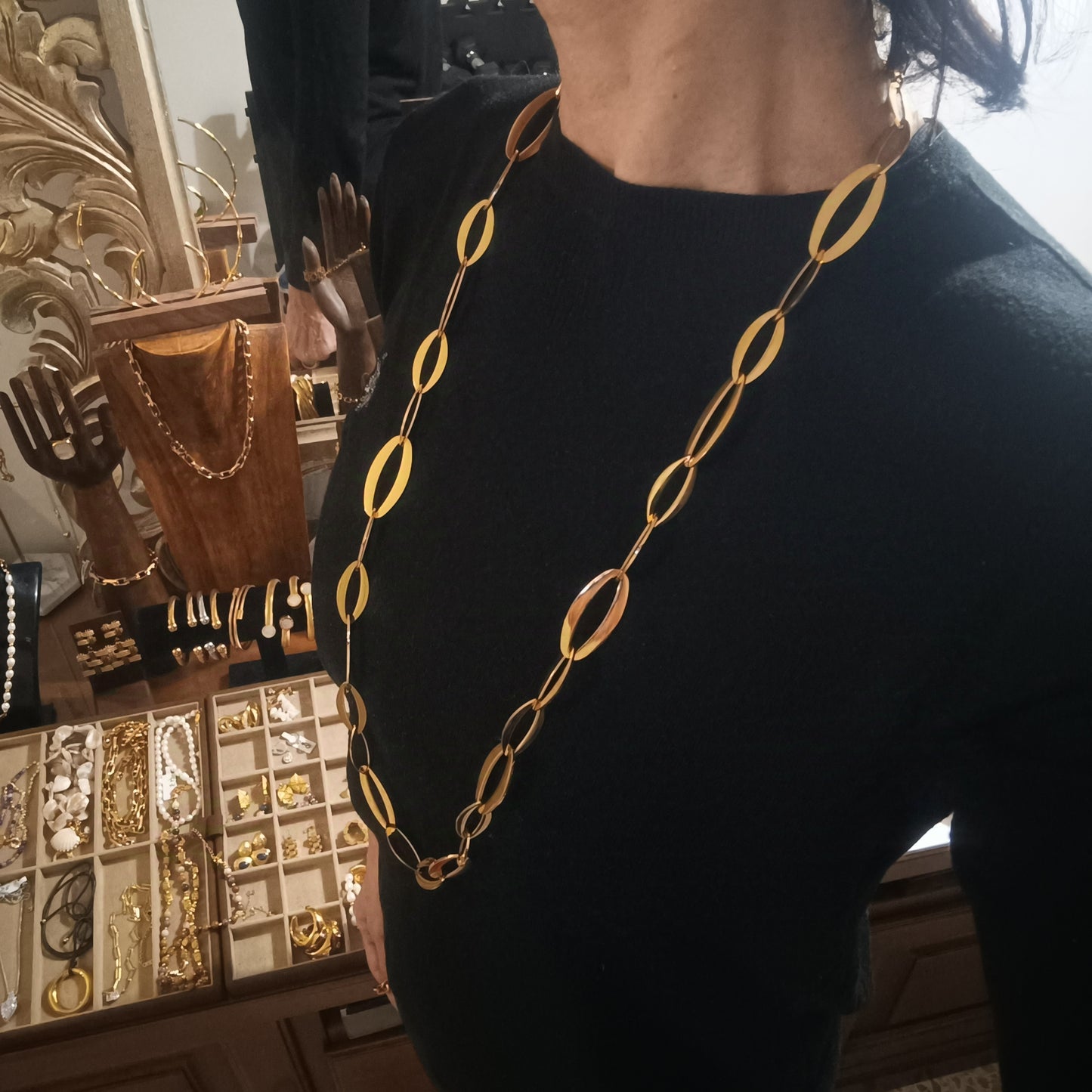 Oval Link Long Necklace