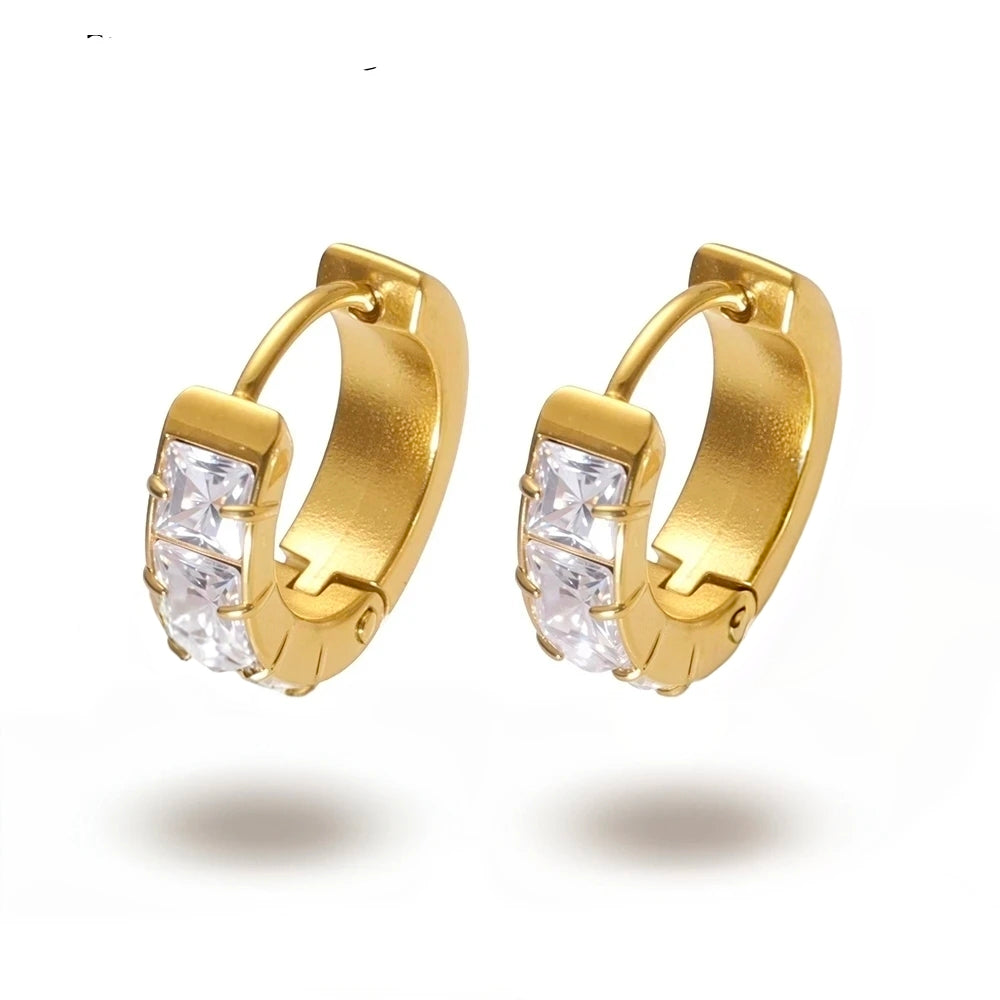 Classic Gold Crystal Huggie Hoops