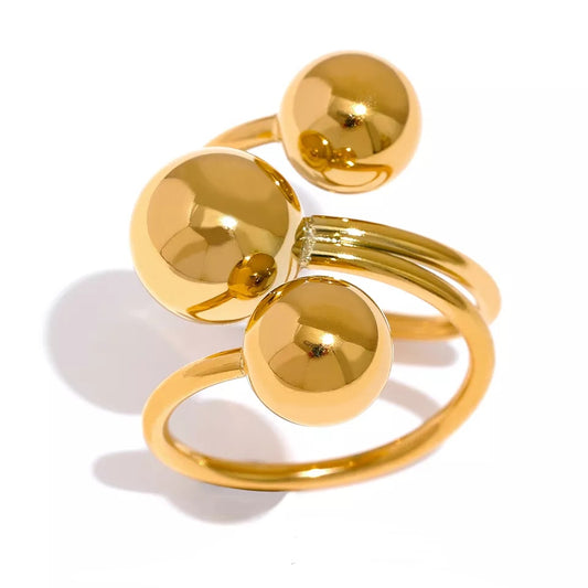 Stainless Steel Bubble Adjustable Ring - 18 Carat Gold Plated, Water Resistant | Spin, Twist & Bubble with our Adjustable Spinner Ring | Perfect as a Bubble Ring Pandora Alternative with Adjustable Rubber Bungs