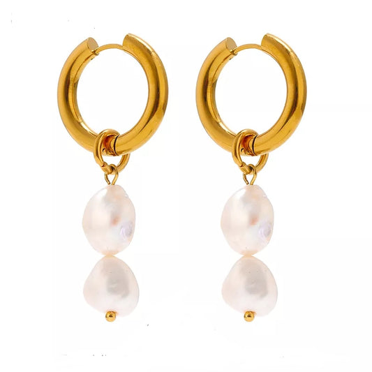 Natural Fresh Water Double Pearl Earrings