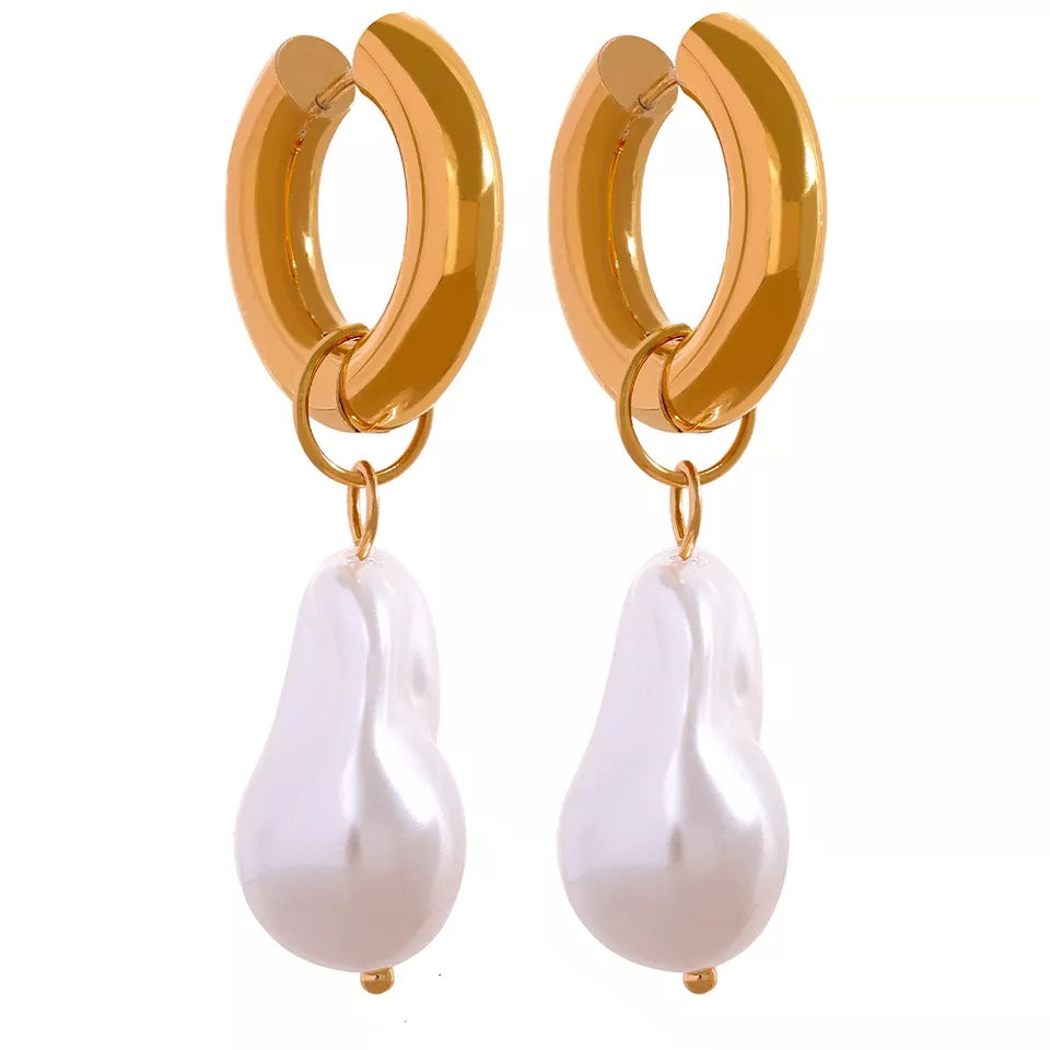 Irregular Natural Fresh Water Drop Earrings