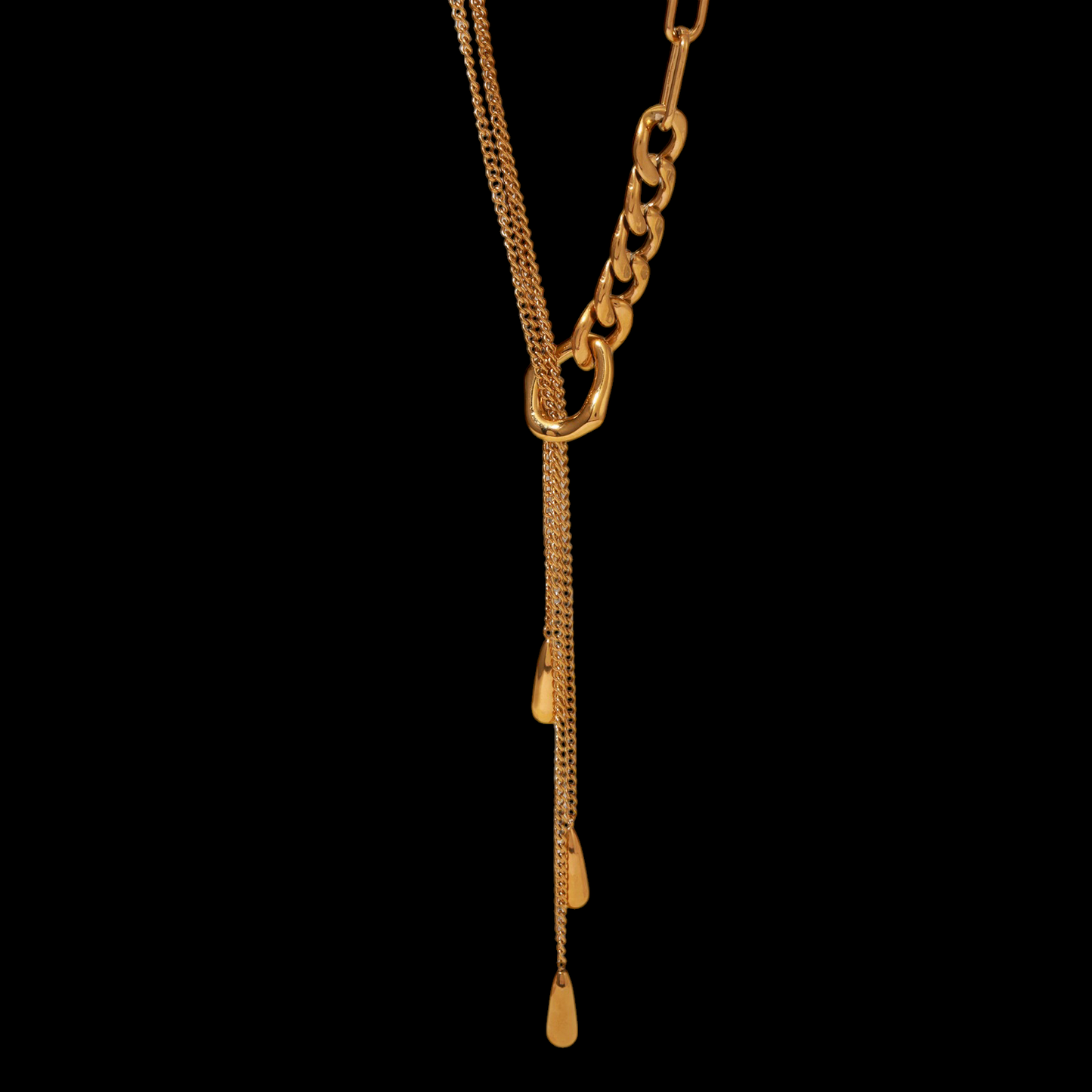 Triple Teardrop Long Necklace