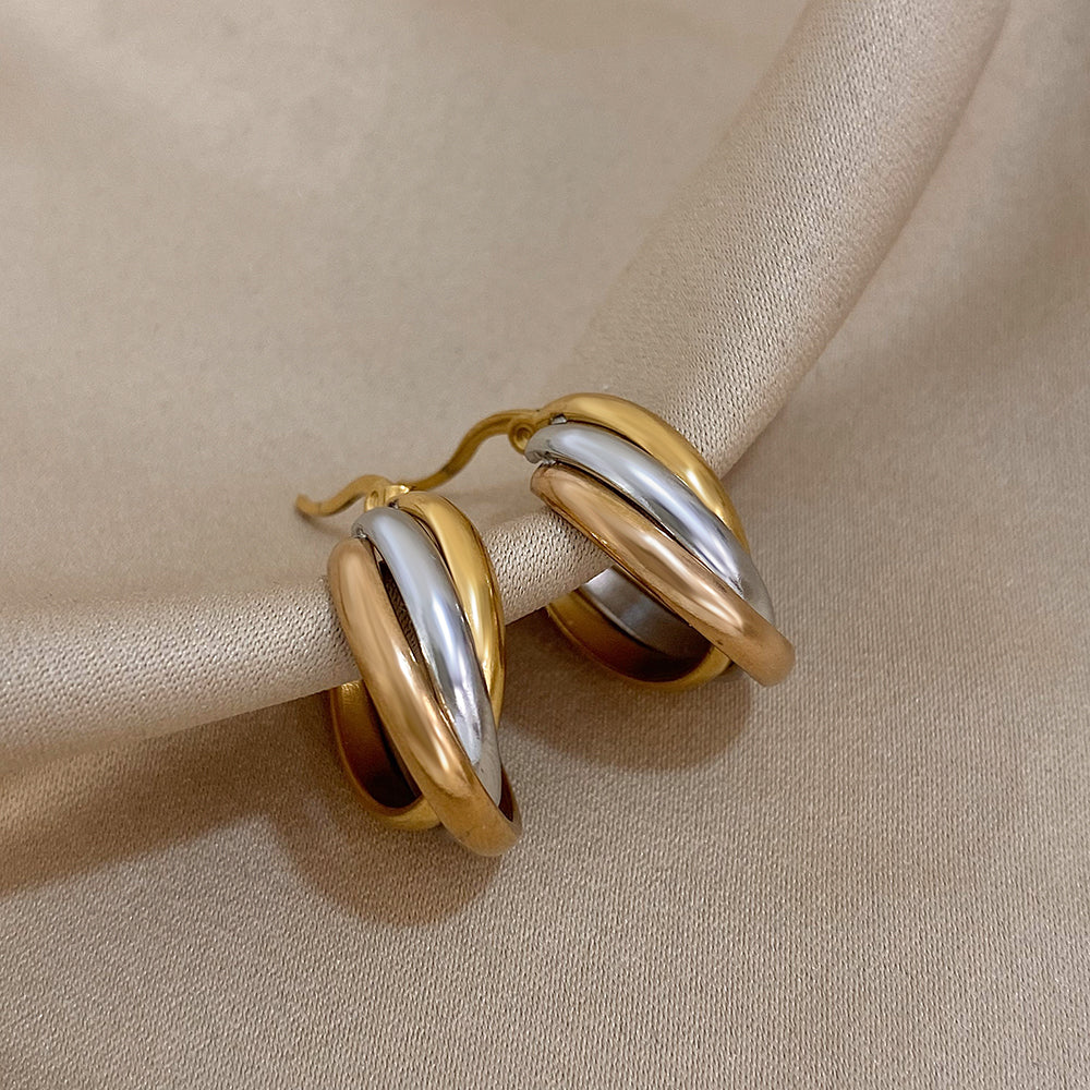 Trinity Twist Hoop Earrings