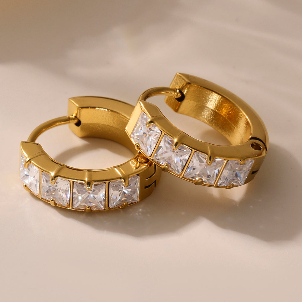 Classic Gold Crystal Huggie Hoops