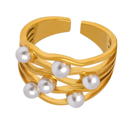 Cascade Pearl Gold Ring